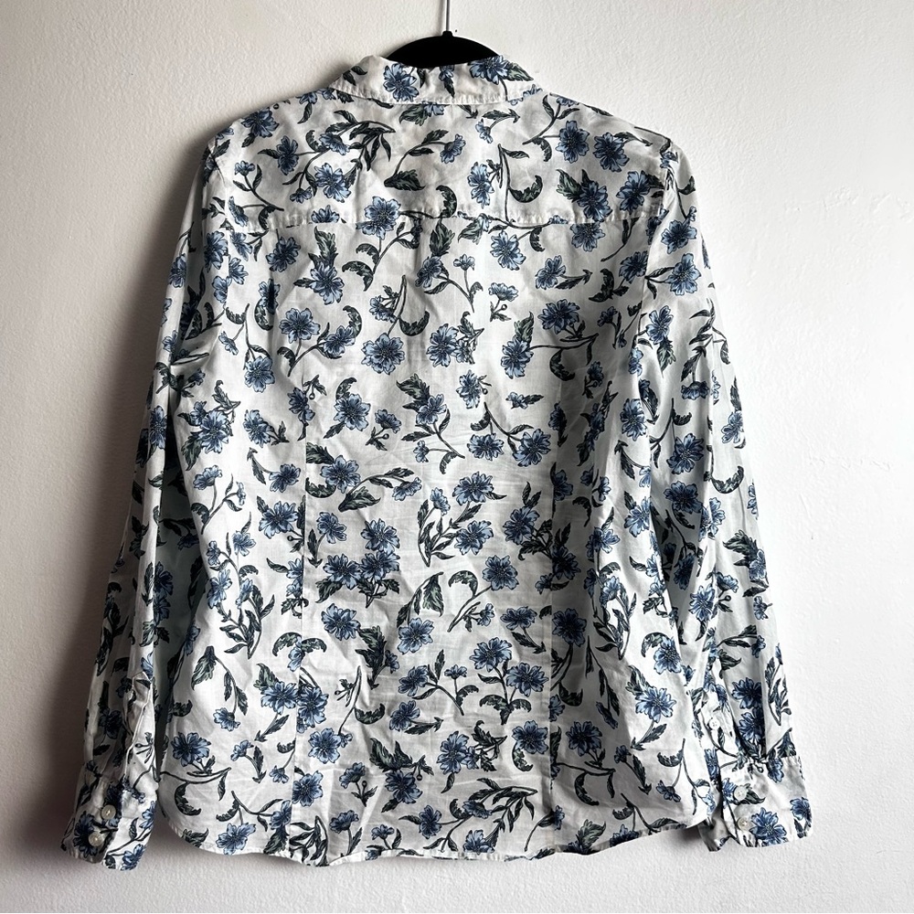 J.Crew Blue Floral Print Cotton Button Front Shirt Size Large - Picture 7 of 8